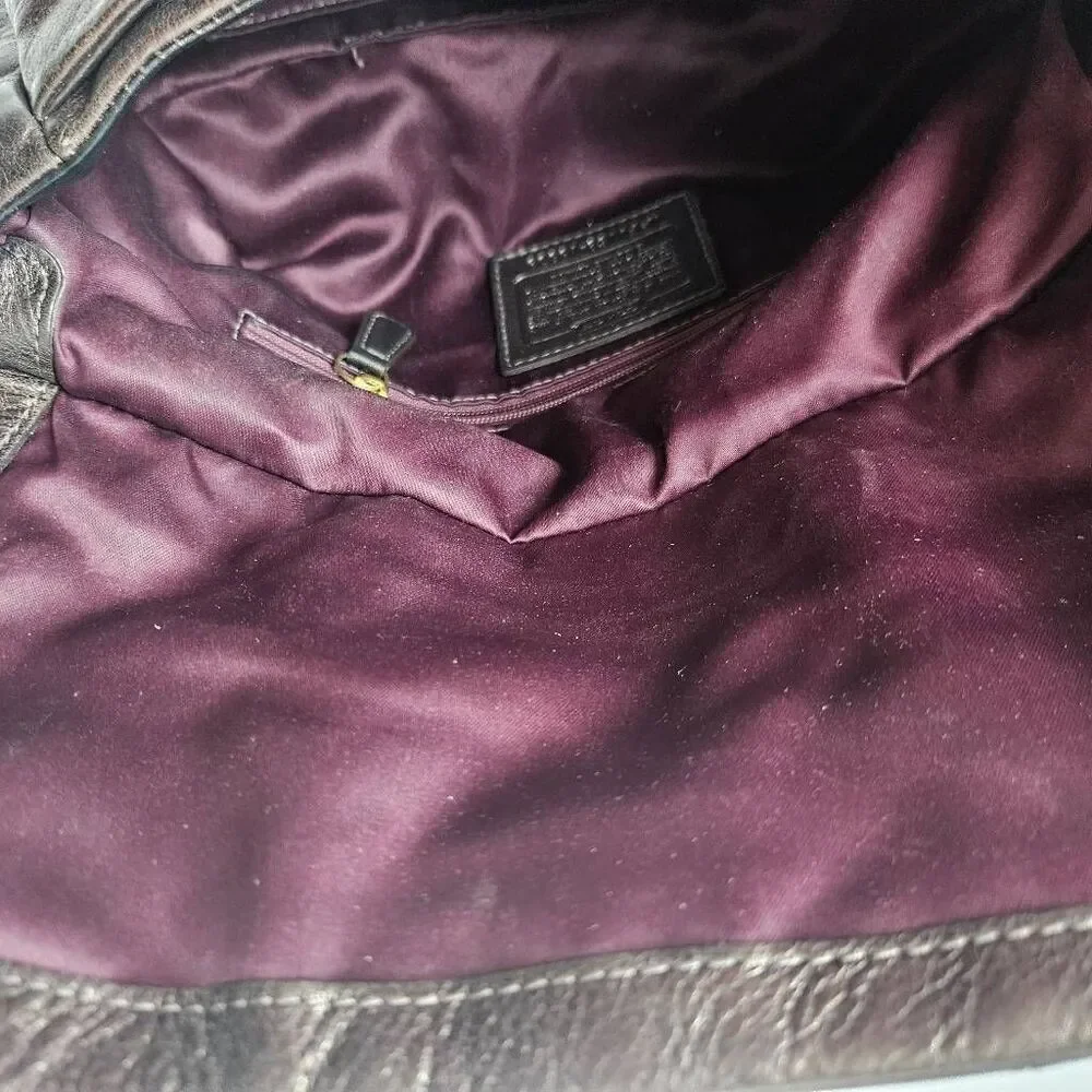 Coach Ashley Crimson metallic leather crossbody bag.